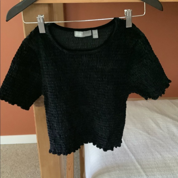 ASOS velvet shirred top with lettuce hem - Picture 2 of 7